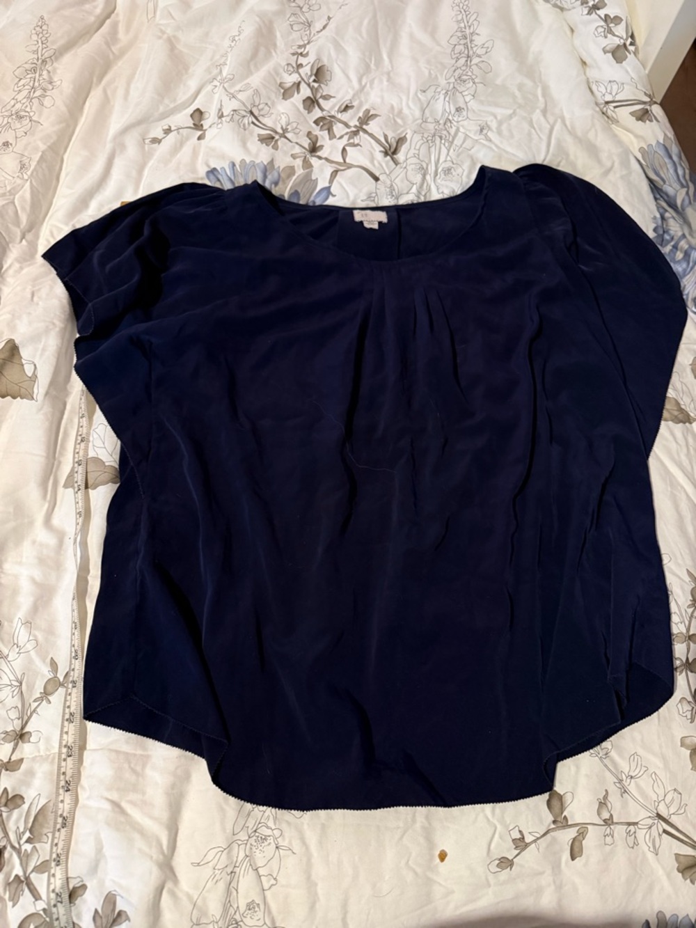 Anthropologie Women's Navy Short Sleeve Blouse